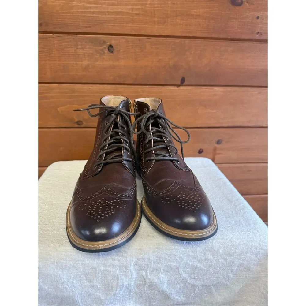 Bruno Marc men's dress ankle boots brown Faux Leather Sz 11